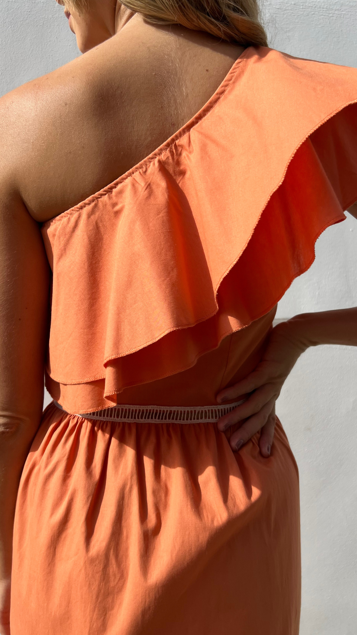 One-Shoulder Ruffle Trim Maxi Dress Ruffled Shoulder | The Taylor Clothing