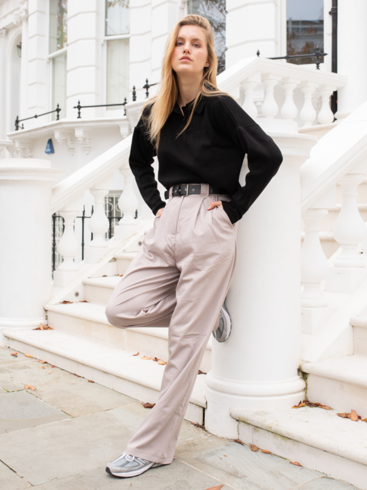 Pleated Palazzo Trousers With Belt