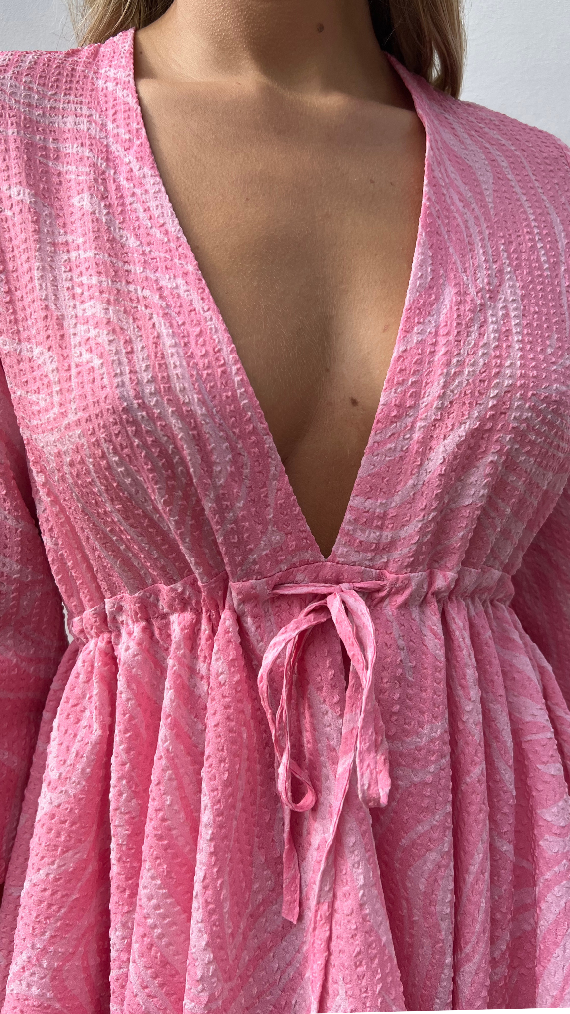 Layered Ruffle Trim Animal Print Short Dress V Neck Detail | The Taylor Clothing